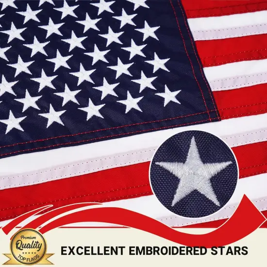 American Flag 12x18 Inch Embroidered US Small USA Boat Flags for Outside with 2 Brass Grommets Heavy Duty Nylon for Marine Boat Cabin {5}