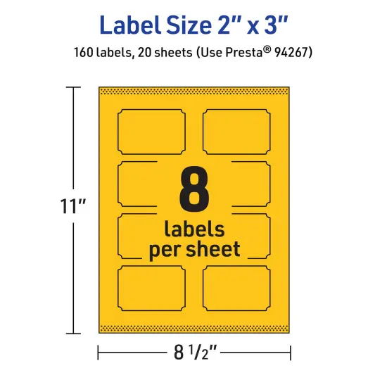Avery Bright Yellow Paper Labels, 2" x 3" Rectangle Scalloped {5}