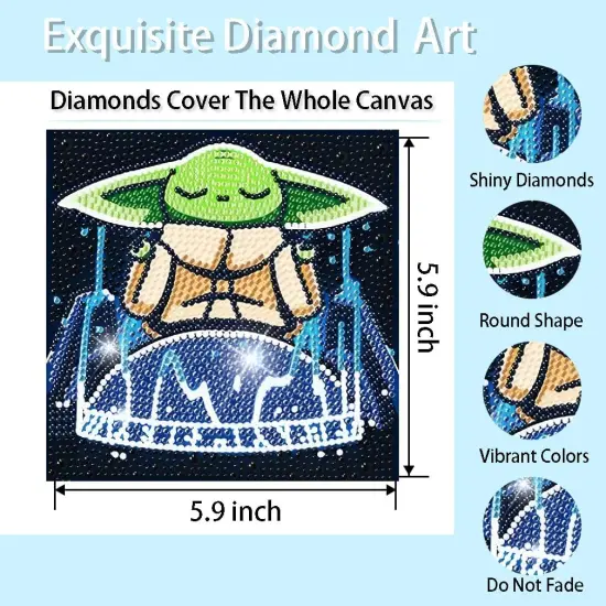 Diamond Art Kits for Kids, Diamond Painting Mosaic Kits for Ages 8-12 and Kids Diamond Art Kits for Girls and Boys, Full Drill Crystal Art Kits for Home Wall Decor - Set of 4 Pieces 6" x 6" {2}