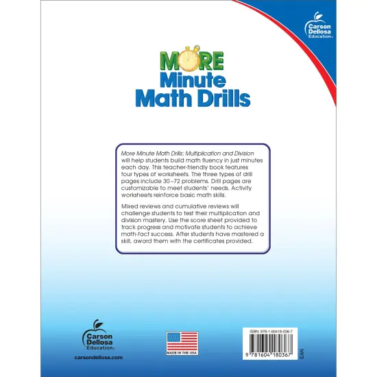 Carson Dellosa More Minute Math Drills Division and Multiplication Workbook, Multiplying and Dividing Skill-Building Activities, Grades 3-6 Mathematics {2}