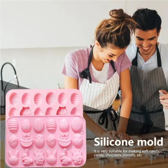 Easter Silicone Chocolate Mold 2 Pieces Egg Rabbit Bunny Shaped Mould for Chocolate Candy Cake Fondant Jelly Pudding Manual Soap Hot Chocolate Cocoa Bombs Making of Easter Party Decoration {5}