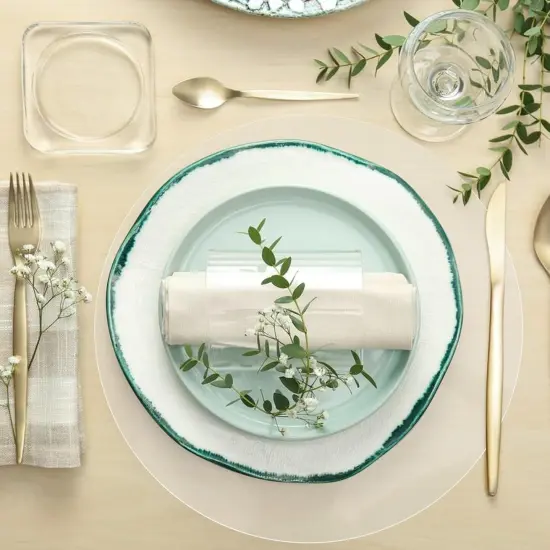 50 Pieces Clear Plastic Placemats Transparent Disposable Round Table Mats {2}