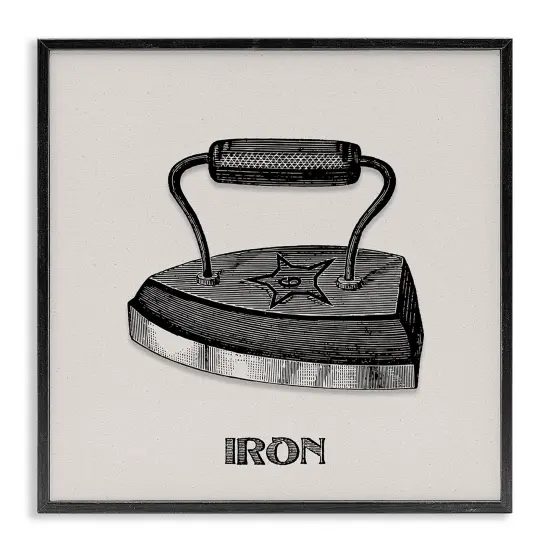 Stupell Industries Antique Laundry Iron Framed Giclee Design by Val Rhodes {1}