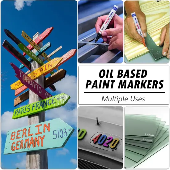 Purple Paint Markers, 8 Pack Oil-Based Waterproof Quick Dry Permanent Paint Pen Set {3}