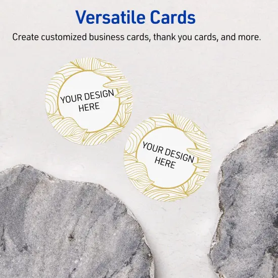 Avery Printable Round Business Cards with Sure Feed Technology, Pre-Printed Gold Florals, Matte White, 2" Diameter, Laser & Inkjet Compatible, 120 Total, Great for Branding, Marketing, and Events {6}