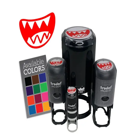 Big Cartoon Smile Sharp Shark Teeth Self-Inking Rubber Stamp Crafting Planners Black {7}