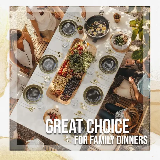 Trendables Plastic Plates for Party Fancy Plastic Dinner Plates For Guest 7.5 inch Dessert Plates & 10 Inch Thin Delicate Disposable Dinnerware Charger Plate Set {4}