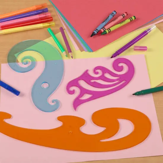 Jerry's Artarama Elodie's Curvy Stencil Set of 3 &ndash; Beginner Level Stencils in Purple, Orange & Blue &ndash; Artist Supplies with Dual Inking Edges & Reusable Storage Pouch {3}