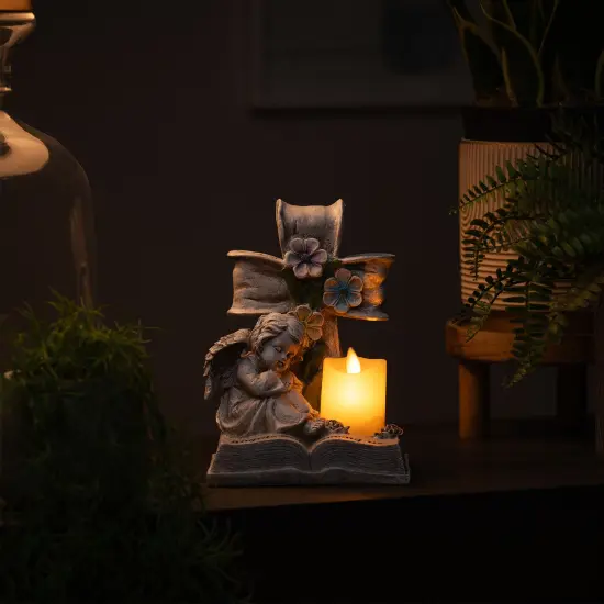 Northlight Angels Walk Among Us Flameless Cherub Candle Holder - 8" Beige {4}