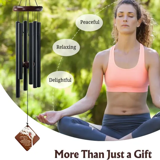 Memorial Wind Chimes for Loss of Loved One, 36" Sympathy Gifts for Loss of Dad Father Brother Friends, Bereavement Outdoor Classic Black Windchimes Suitable for Garden, Patio Decoration {3}