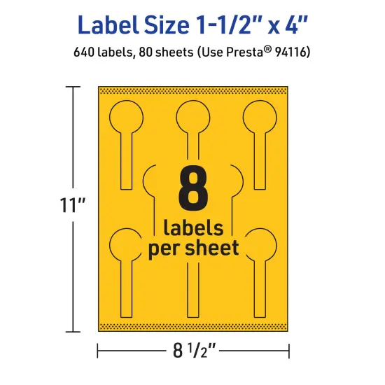 Avery Bright Yellow Paper Labels, 1.5" x 4" Lollipop {5}