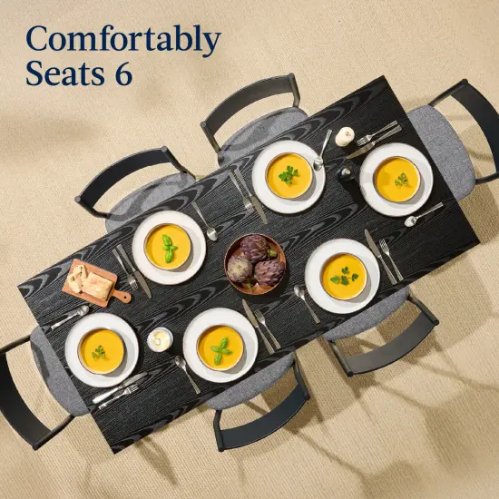 Best Choice Products 7-Piece Modern Industrial Dining Set, Table w/6 Upholstered Chairs Black/Gray {4}