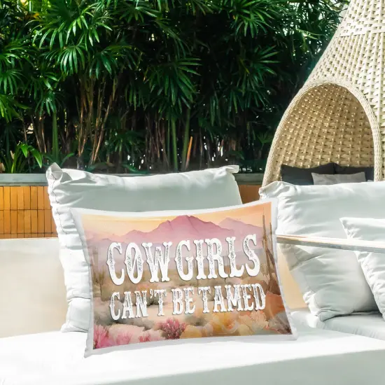 Stupell Industries Cowgirls Can't Be Tamed Outdoor Printed Throw Pillow Design by Lettered and Lined, 14 x 7 x 20 {2}