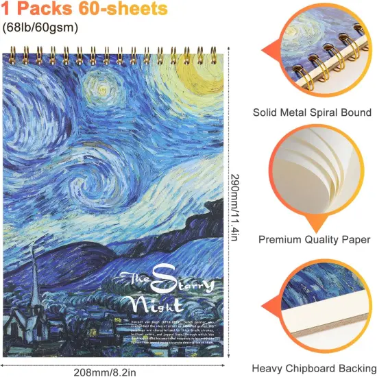 9 x 12 inches Sketch Book, Top Spiral Bound Sketch Pad, 1 Pack 60-Sheets (68lb/100gsm), Acid Free Art Sketchbook Artistic Drawing Painting Writing Paper for Kids Adults Beginners Artists, Sunfowers {2}