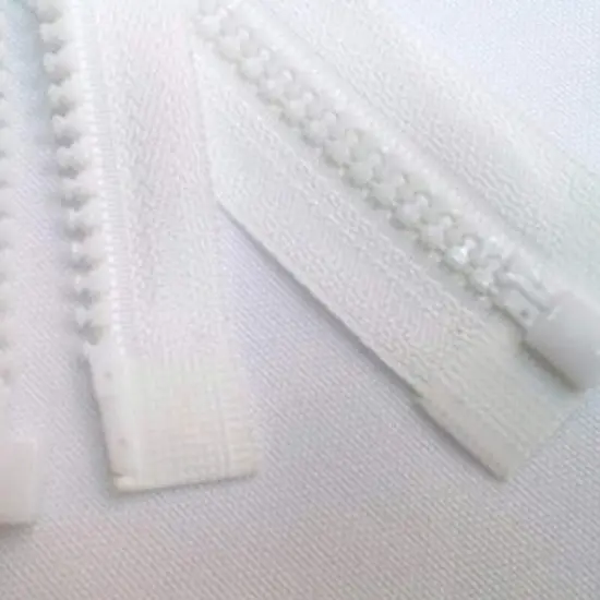 White Molded Plastic Jacket Zipper 28 Inches 5MM Separating {2}