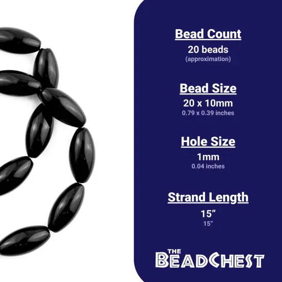 The Bead Chest Oval Onyx Beads (20x10mm) {4}