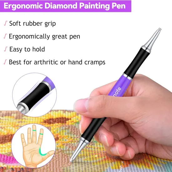 Diamond Art Painting Pen, Upgrade Dual Rubber Metal Screw In Tip Round And Square Drill Pen {3}