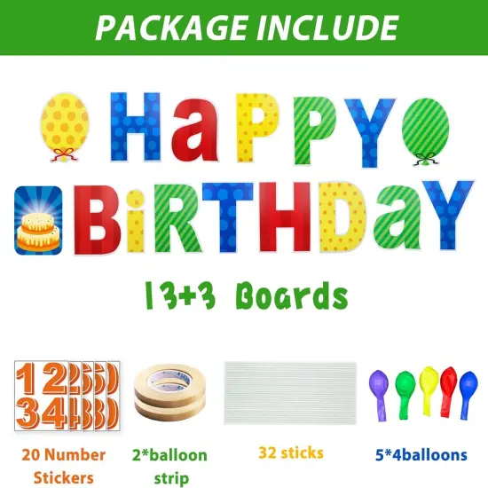 Happy Birthday Yard Sign with Stakes, Personalized Age Plastic Signs with 20 Number Stickers, Bright & Colorful Letters, Weatherproof, Perfect Outdoor Lawn Birthday Decorations {3}