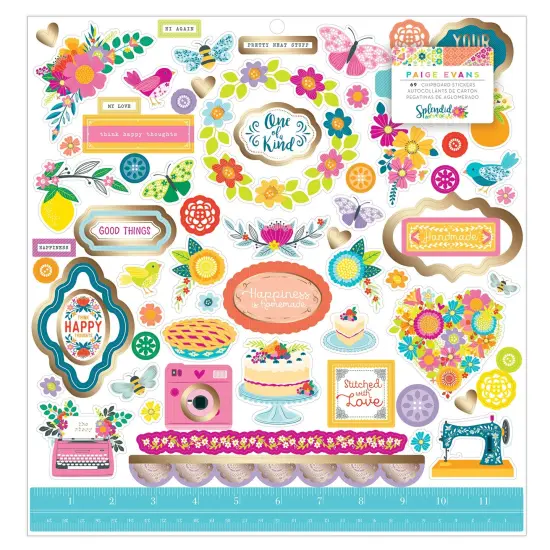 Paige Evans Splendid Icons & Phrase Chipboard Stickers - 69pcs {2}