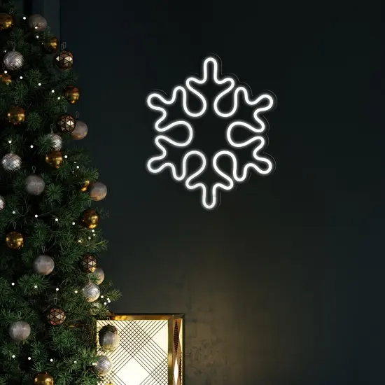 Northlight LED Snowflake Neon Lighted Christmas Wall or Window Decoration - 15" White {4}