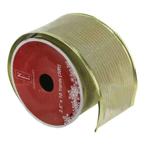 Northlight Club Pack of 12 Shimmery Gold Wired Christmas Craft Ribbon Spools 2.5" x 120 Yards {1}