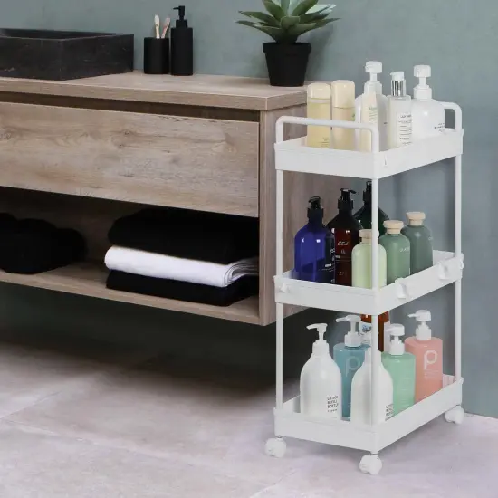 2pcs 2 - Tier Kitchen Slide Out Rolling Rack Storage Cart Organizer with Wheels {5}