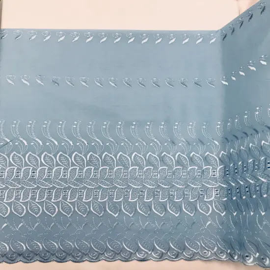 1 Yard Baby Blue Single Border Embroidered Eyelet Fabric 80% Polyester 20% Cotton 43/44 Wide {1}