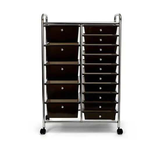 Seville Classics 15-Drawer Organizer Cart, 25.2" W x 15.3" D x 38.2" H White {10}