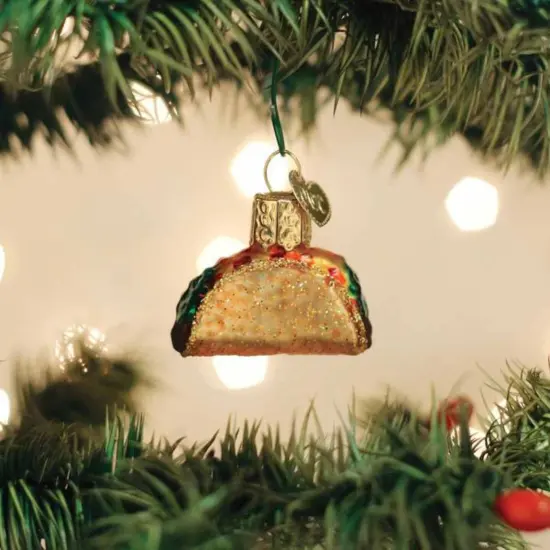 Old World Christmas 1.25 In Mini Taco Christmas Tree Ornament , Gumdrops Collection Tortilla Meat Gold {3}