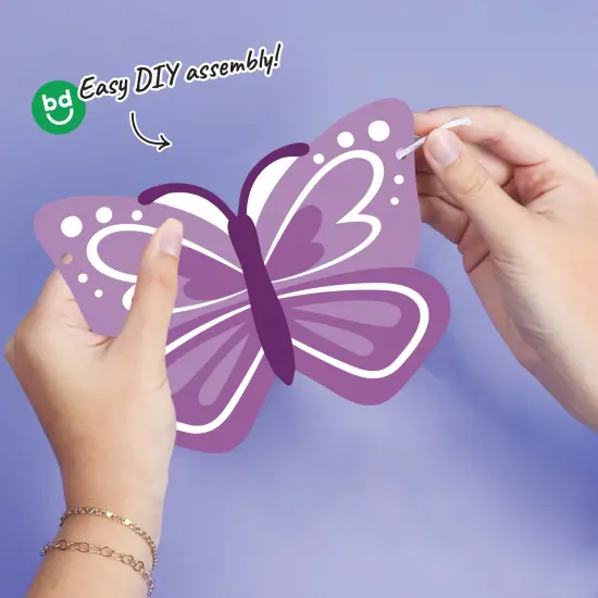 Big Dot of Happiness Beautiful Butterfly Garland Banner, Baby Shower or Birthday Party Decorations, Fairy Garden Party Banner, 30 Feet of Cord, 15 Double-Sided Butterflies {4}