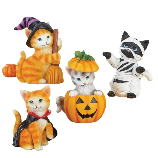 Collections Etc Adorable 4-Piece Halloween Cats Sitters Set {2}