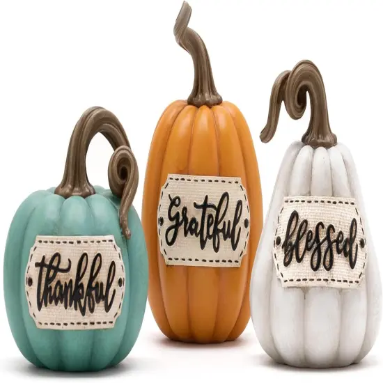 3 Resin Decorative Pumpkins Fall Table Decor {1}