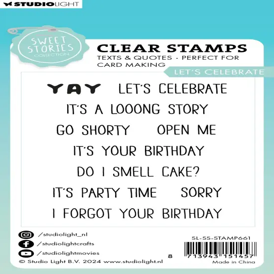 Studio Light Sweet Stories Clear Stamps-Nr. 661, Let's Celebrate {3}