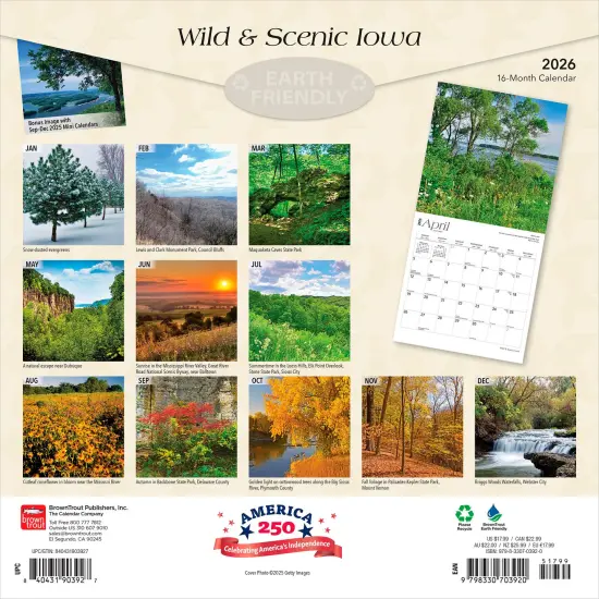 Iowa Wild & Scenic | 2026 12 x 24 Inch (Hanging) Monthly Square Wall Calendar | Plastic-Free {2}