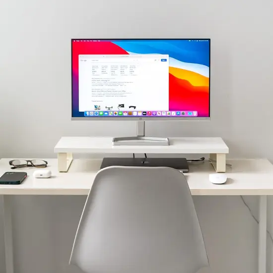 IRIS USA 1 Tier Computer Monitor Stand for Desk White {3}