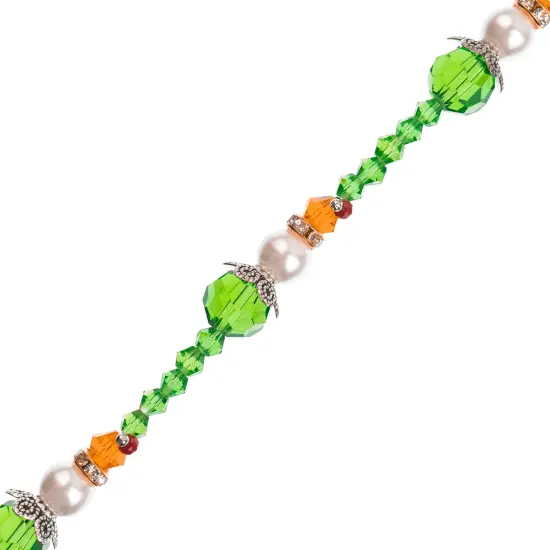 Crystal Lane DIY 7" Designer Holiday Glass Bead Mix Strand Green Orange Elf {1}
