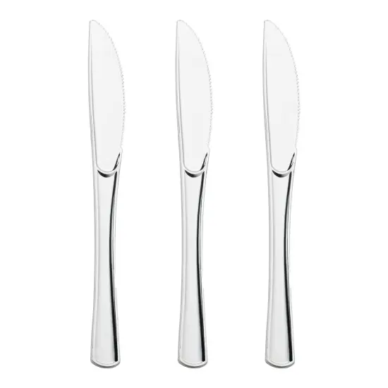 Shiny Metallic Silver Plastic Knives (600 Knives) {2}