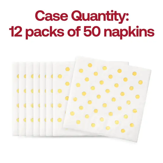 Durable White with Gold Dots Paper Beverage/Cocktail Napkins (600 Napkins) {5}