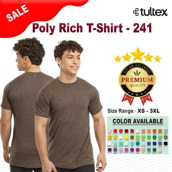 Tultex&reg; Poly-Rich Crew Neck Short Sleeve T-Shirt Heather red {2}