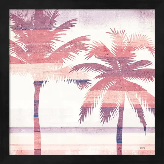 Beachscape Palms III Pink Purple by Michael Mullan 13" x 13" Framed Wall Art {1}