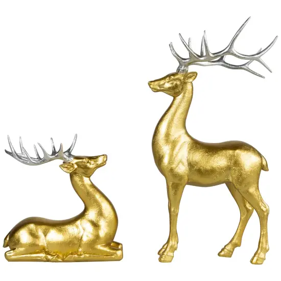 Northlight Standing and Sitting Reindeer Christmas Figures - Gold - Set of 2 {5}
