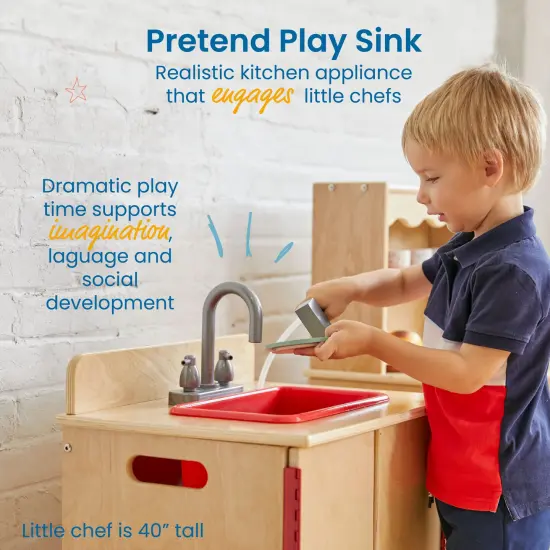 Play Kitchen Sink, Wooden Playset Natural {3}