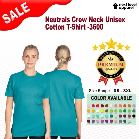 Next Level&reg; Neutrals Crew Neck Unisex Cotton T-Shirt Cardinal {2}