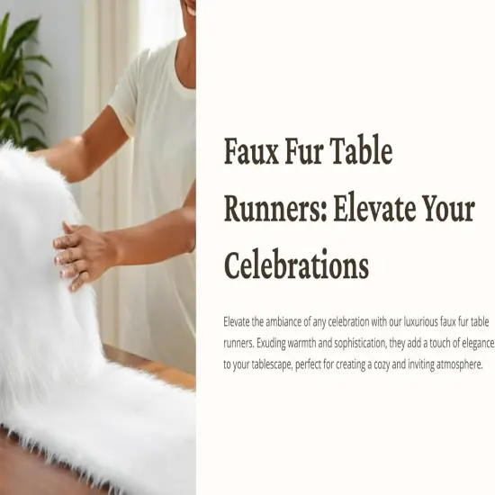 FabricLA Faux Fur Table Runner &ndash; Fluffy Snow Christmas Table Runner | Various Colors {5}