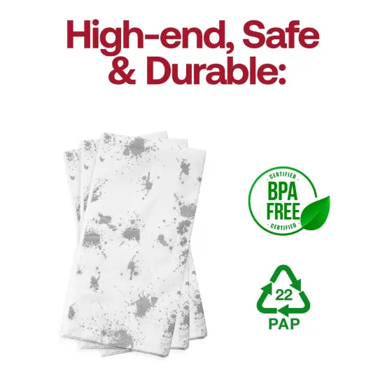 Durable White with Silver Paint Splatter Paper Dinner Napkins (600 Napkins) {4}