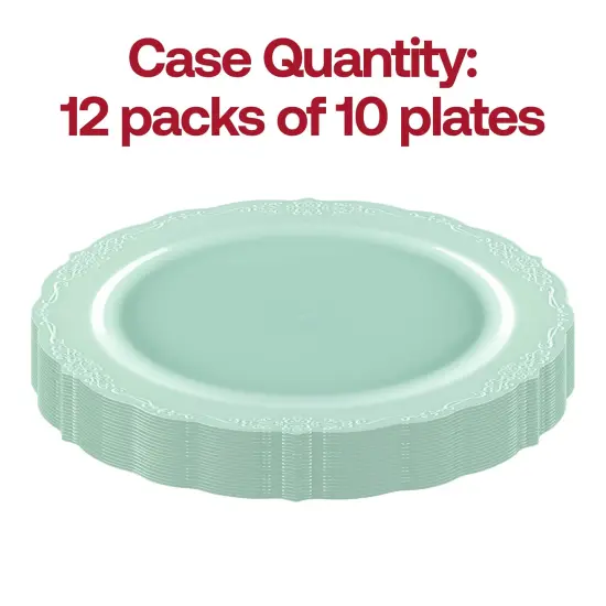 Turquoise Vintage Round Disposable Plastic Appetizer/Salad Plates - 7.5" (120 Plates) {4}