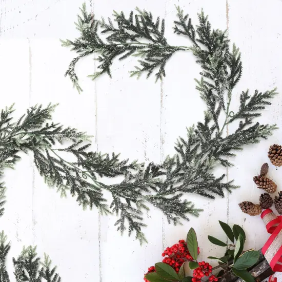 75" Iced Frasier Fir Garland, Artificial Frosted Pine Greenery, Christmas Garland, Christmas Decoration, Ideal for Mantel, Staircase, Indoor/Outdoor Xmas Home D&eacute;cor {2}