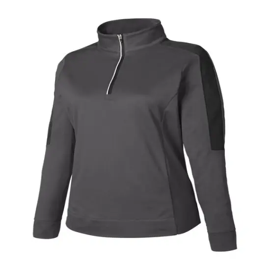 CORE365® Ladies' Market Snag Protect Mesh Colorblock Quarter Zip CARBON/BLACK {1}