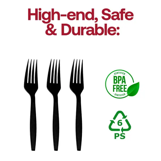 Black Plastic Disposable Forks (1000 Forks) {4}