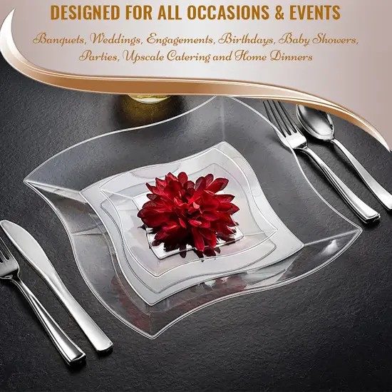 Clear Wave Plastic Wedding Value Set (120 Settings) {5}